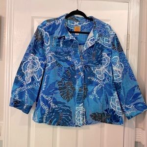 Denim Jacket in a Beautiful Blue & Lavender Print